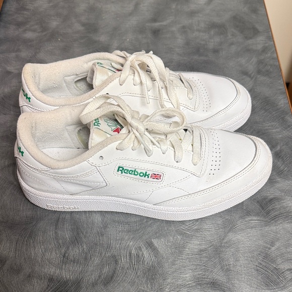 Reebok Shoes - Reebok Club C 85 White and Green Classic Sneakers